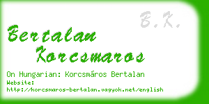 bertalan korcsmaros business card