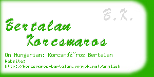 bertalan korcsmaros business card